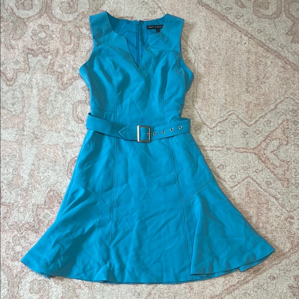 White House Black Market Blue Halter A-Line Mini Dress